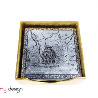 Set of 6 coasters with the sceneries of Hanoi's Old Quarter with box